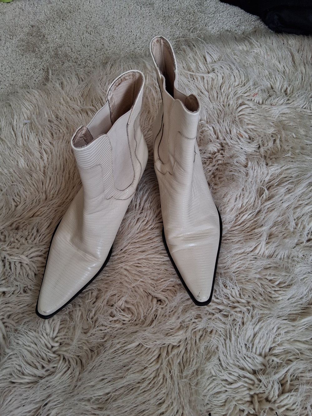 INTENTIONALLY BLANK Cream Pointed Toe Ankle Booties
